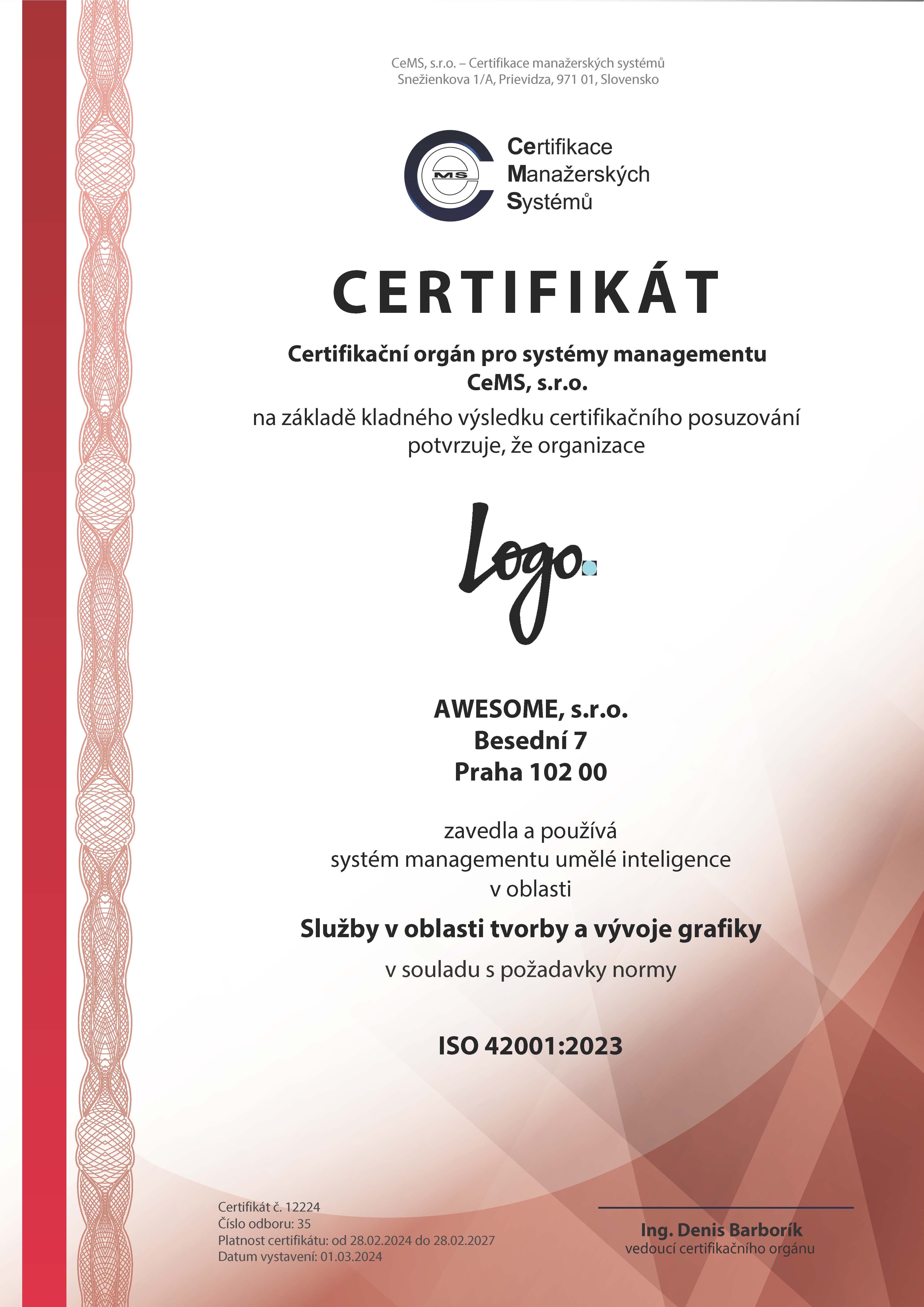 certifikát ISO 9001